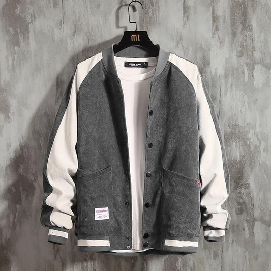 Men's Spring and Autumn Denim Jacket Casual Jacket Baseball Uniform Workwear Men's Long Sleeve Short Warm Button Jacket