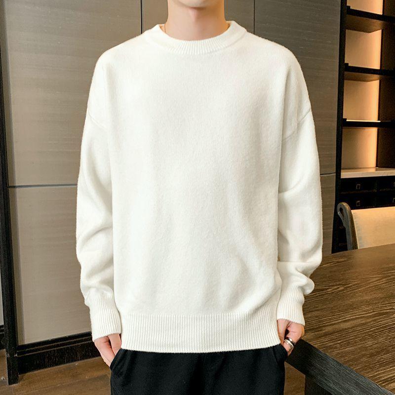 Autumn and Winter New Solid Color Pullover Sweater Men's Loose Thin Sweater Men's Sweater