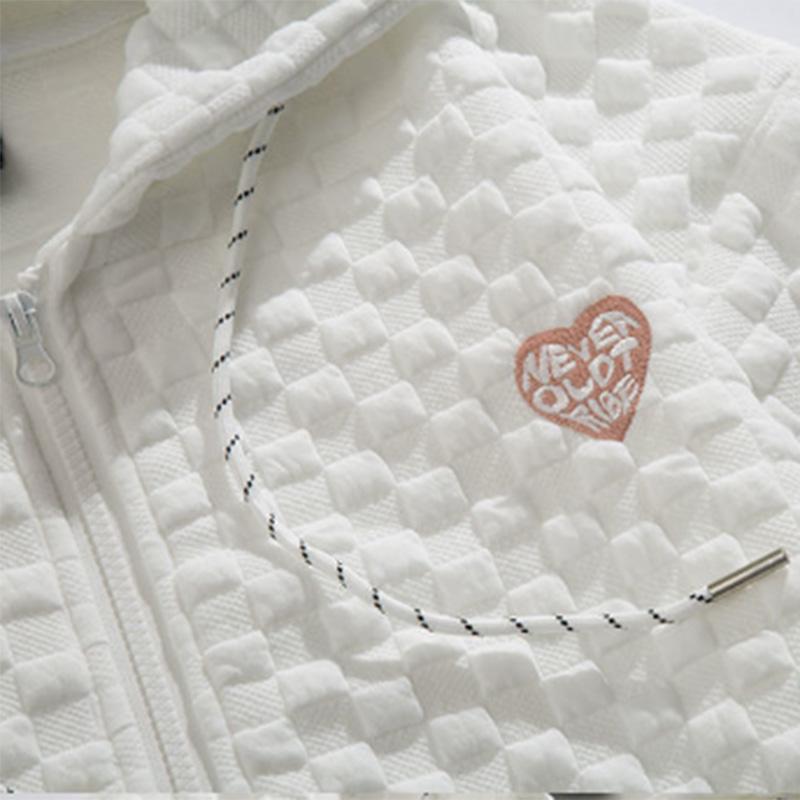 Waffle Cardigan Sweater Men's Hooded Spring and Autumn Zipper Solid Color Sports Top Loose Casual Jacket