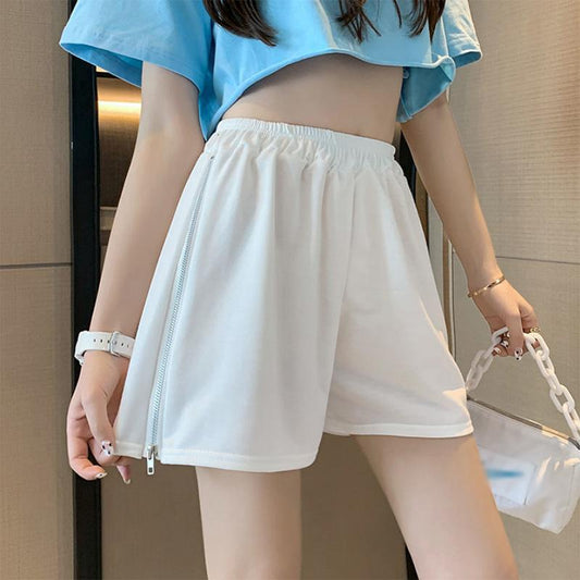 Cotton Sports Shorts Women's Summer Loose High Waist Sports and Leisure All-match Zipper Home Yoga Shorts