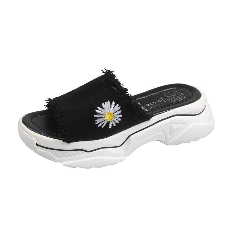 Size35-39 Summer Women Slippers Bohemian Beach Lightweight Slippers Wedge Platform Crystal Letter Sandals Outdoor High Heels