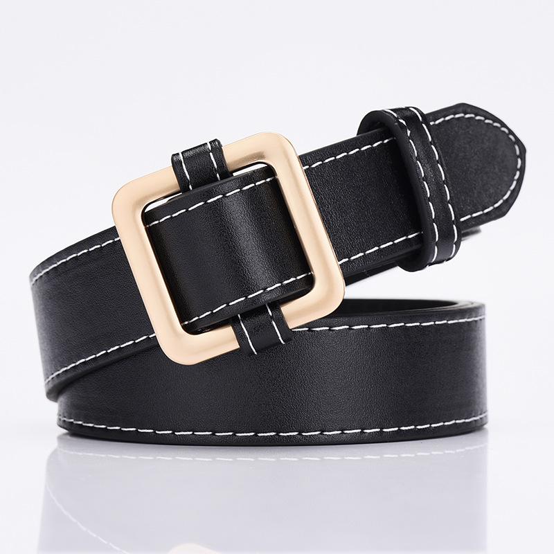 Women Girl Fashion Black PU Leather Belt High Quality Dress Jeans Belts