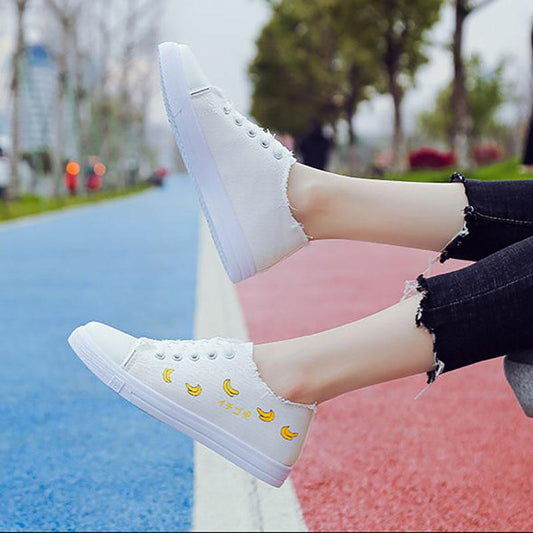 Canvas Shoes Women's Shoes Summer White Shoes Breathable Cloth Shoes Students Flat Sports Shoes Sneakers