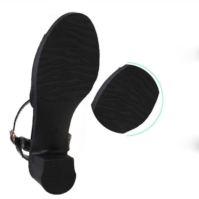 Women's Medium Heel Summer Thick Heel Sandals Non-slip Wear-resistant Sandals Outdoor