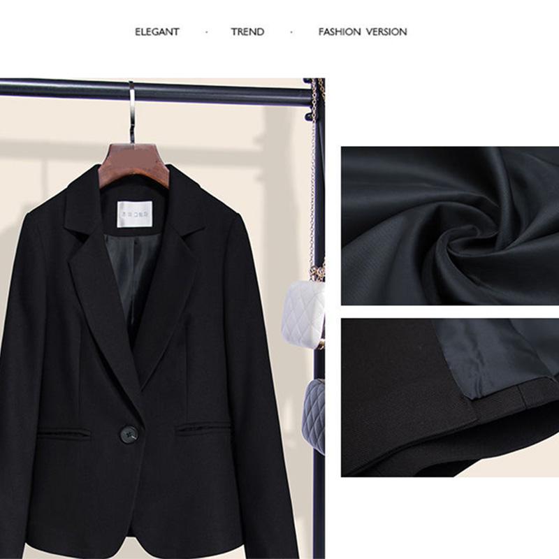 Black Small Suit Jacket Women Slim Casual Small Top Small Suit Spring and Autumn