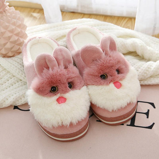 Winter Women Girl Home Slippers Cartoon Rabbit Shoes Bedroom Flat Warm Slippers Indoor Floor Shoes