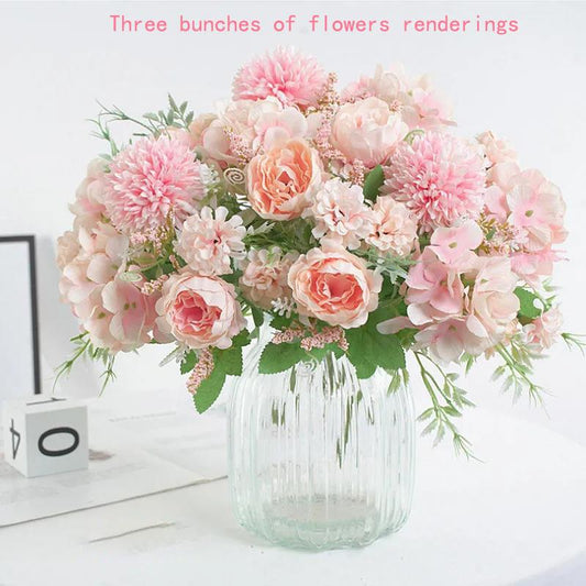European-style Hand Holding Simulation Bouquet Colorful Peonies Ornaments Silk Cloth Fake Flowers Indoor Living Room Wedding Home Decoration