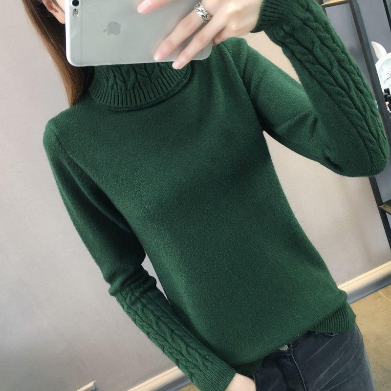 Pofulove Knit Sweater Women Turtleneck Pullover Sweater Long Sleeve Winter Warm jumper Thick