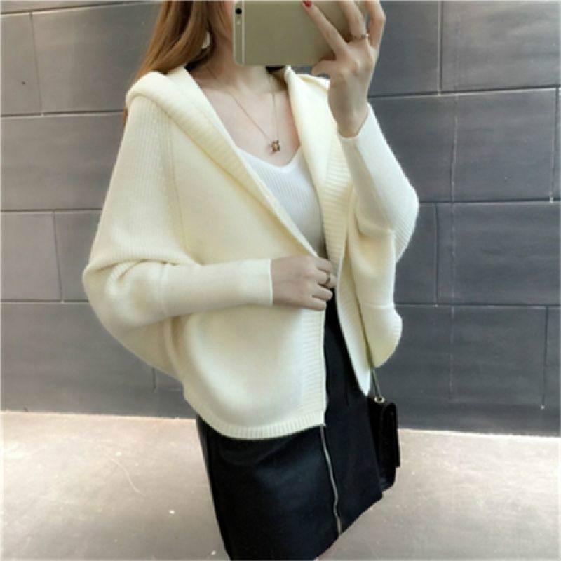 Knit Cardigan Sweater Women Cardigan Sweater Short Coat Sweater Women Loose Hooded