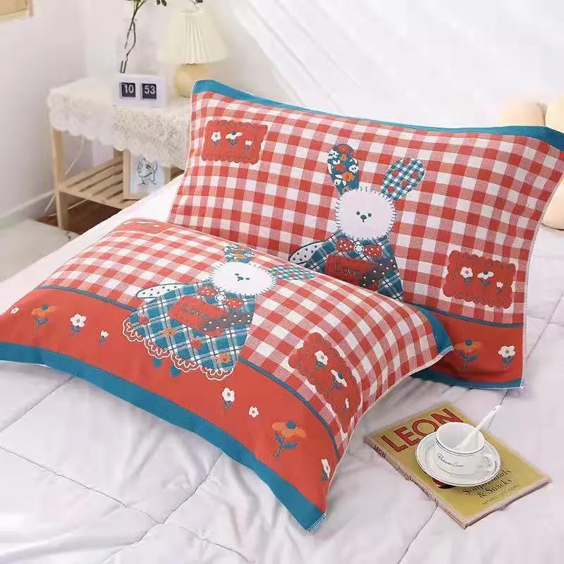 A Pair of Cotton Pillowcases Plus Thicker Cotton Pillow Covers Non-slip and Non-slip