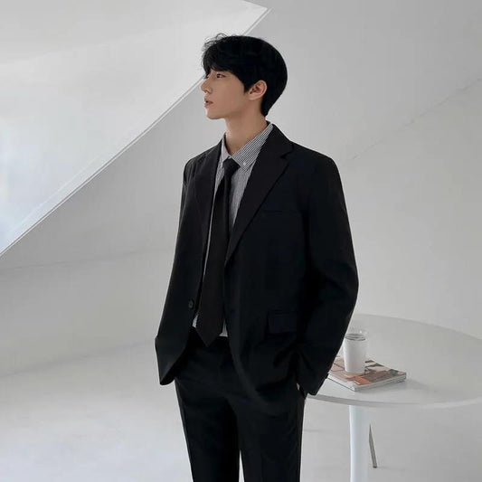 Casual Small Suit Jacket Spring Summer Autumn and Winter Handsome Trend Men's Formal Suit Jacket Trousers Two-piece Suit