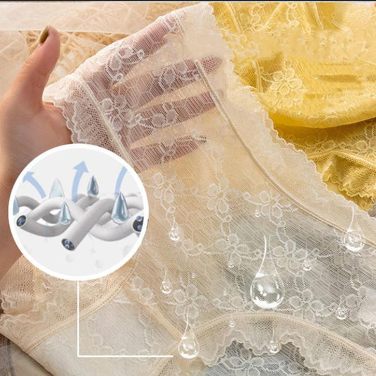 2pc Lace Panties Women's Mid-waist Light Luxury Style Sexy Mesh Comfortable Soft All-match