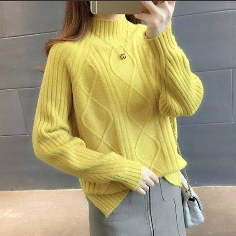 6 Colors Women Long Sleeve Skin-friendly Sweater Solid Color Turtleneck Bottoming Knitwears