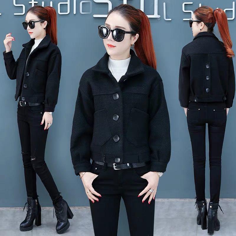 Short Woolen Coat Jacket Female 2019 Autumn Popular Loose Thick Woolen Coat Women Clothing