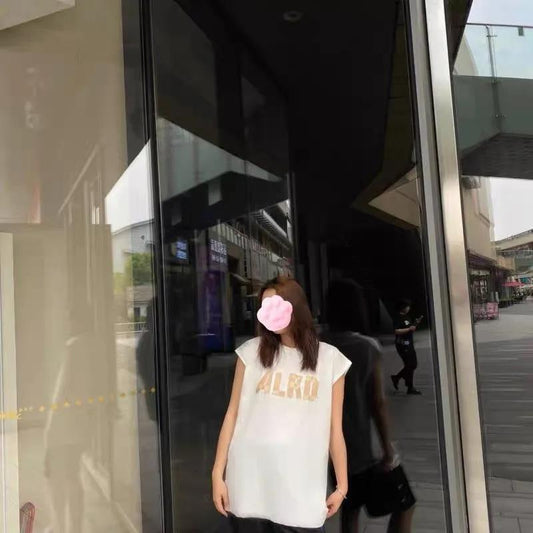 Sports Vest Female Summer Wear All-match Thin American Basketball T-shirt Japanese Broadband Cut-sleeve Top Casual Fitness Jogging Sleeveless T-shirt