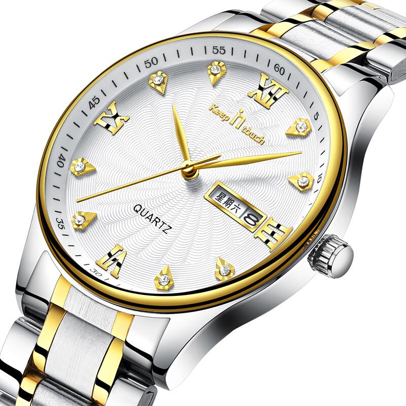 Watches Men Fashion Sport Stainless Steel Case Leather Band Watch Quartz Business Wristwatch Male