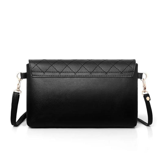 Black Check Leather Crossbody Multi-Layer Large Capacity Bag Women Casual Portable