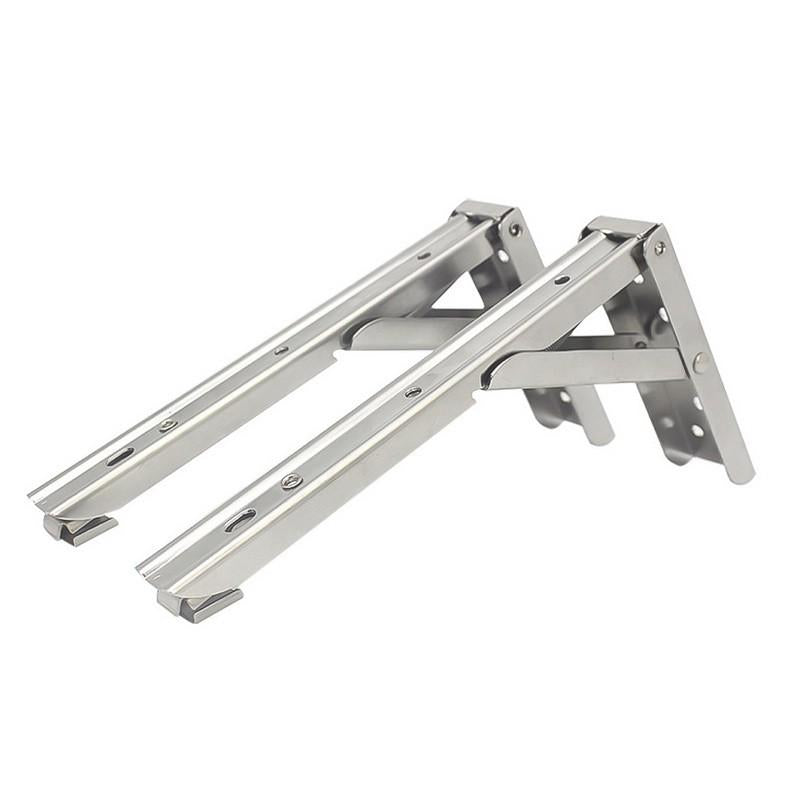 2x 8-14 Inch White Folding Angle Bracket DIY Home Table Bench Adjustable Wall Mounted Durable Bearing Shelf Bracket