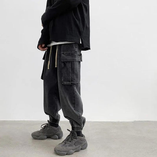 Men's Summer and Autumn Jeans Loose Overalls Trend All-match Nine-point Jeans
