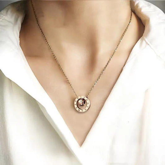 Roman Numerals Necklace Titanium Steel Clavicle Chain Ring Pendant Necklace Chokers for Girls Ersonalized Ornaments Jewelry
