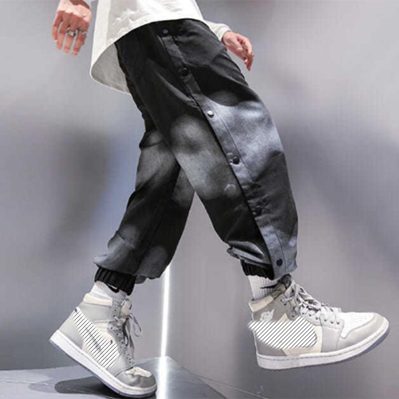 Tie-dye Breasted Trousers Men's Ins Trend Sports Straight Tide Brand Bundle Feet All-match Casual Wide-leg Pants