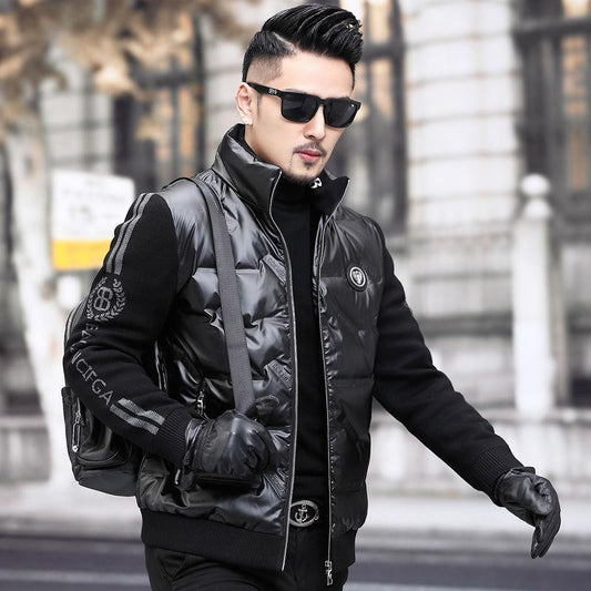 Fashion Trend Short Stand Collar Men's Down Jacket Outdoor Thick White Duck Down Warm Jacket