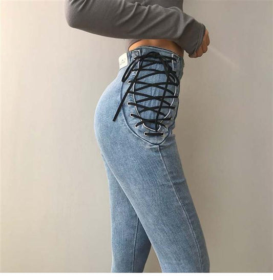 Hip-lifting super high-waisted elastic tight pencil pants