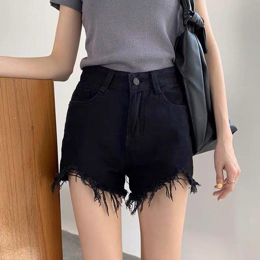 Shorts Women Summer Loose All-match Jeans High Waist Slim Frayed Wide Leg Pants