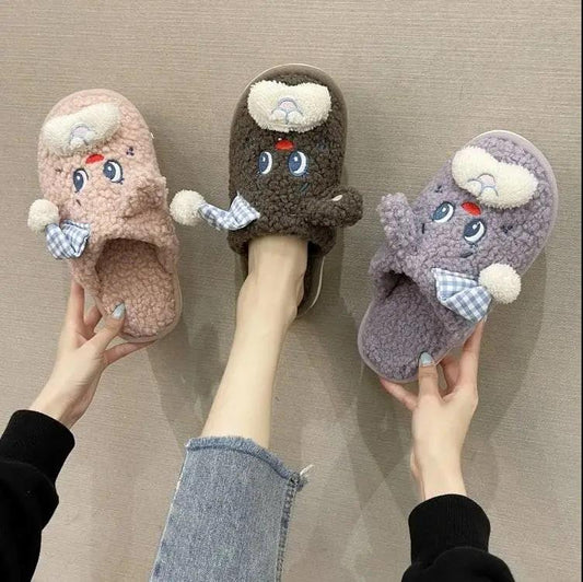 Designed Autumn and Winter Warm Cotton Slippers Flat Shoes Indoor and Outdoor Non-slip Casual Slippers Light Soft Shoes