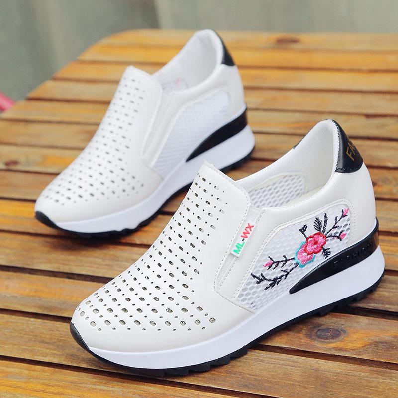 Women Summer Fashion White Hollow Sneakers Breathable Student Sport Running Shoes