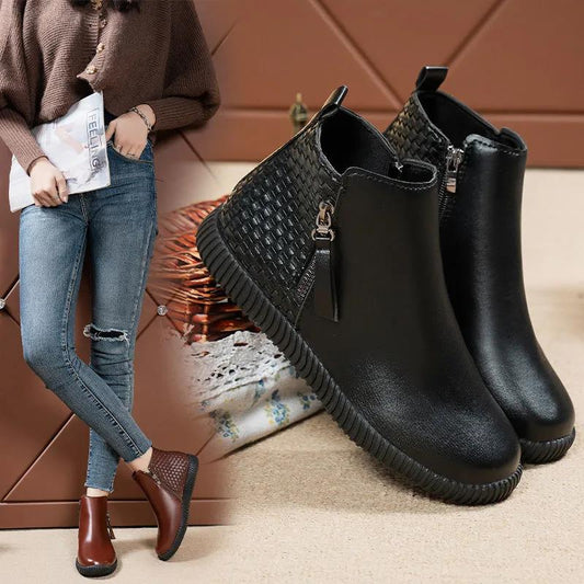 Women's Boots Soft-soled Autumn Winter Boots Warm and Velvet Non-slip Soft-soled Cotton Shoes Flat Shoes