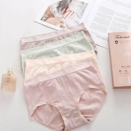4 Packs Women's Underwear Cotton File Mid-waist Breathable Soft Panties Graphene Antibacterial Briefs Abdomen and Hips Underpants Oversized Underwear