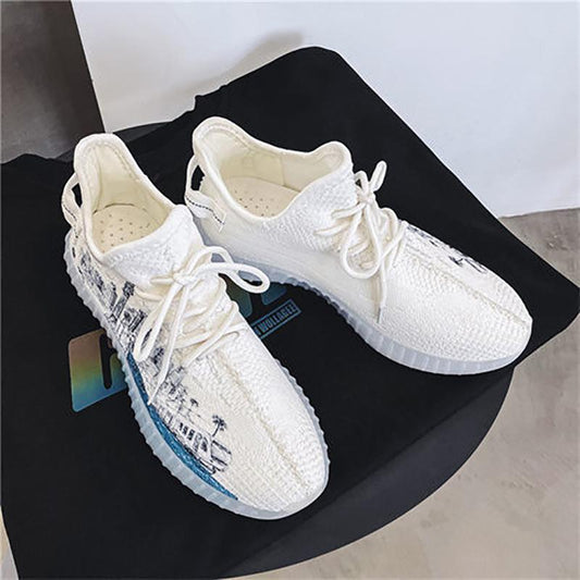 Couple Korean Trend Breathable Net Shoes Summer Fly Woven Breathable Casual Sneakers Sports Canvas Coconut Shoes