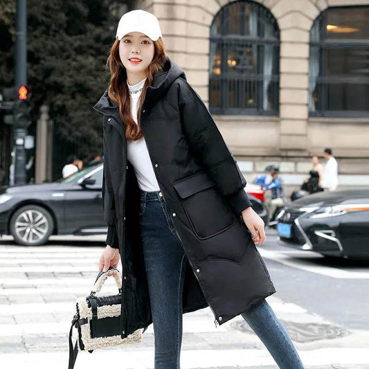 Down Jacket Women's Winter Fashion All-match Thick Mid-length Coat Loose and Thin Cold-proof Clothing