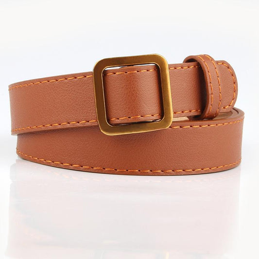 Fashion Women Belt square Shape Buckle Waist Belt Casual Leather Belts for unisex