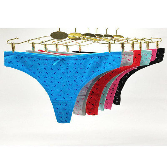 6 Pcs/Lot Brand Panties Women G-String Cotton Print Briefs Breathable Sexy Lingerie Underwear