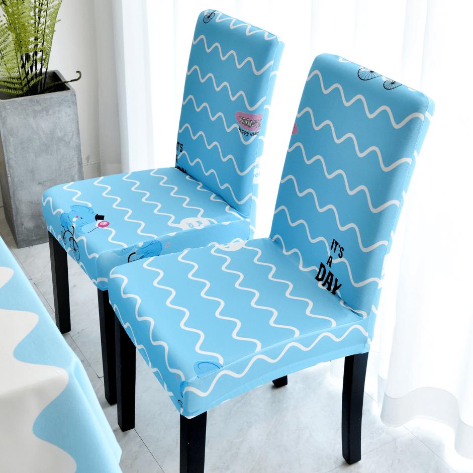 2/4/6PCS Spandex Chair Cover Printed Stretch Elastic Chair Cover for Dining Room Office Wedding Banquet Party