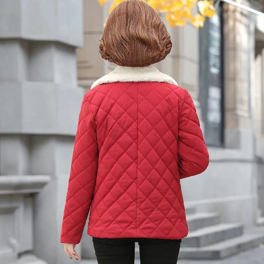 Middle-aged Women's Cotton-padded Jacket, Thickened Padded Jacket, Middle-aged and Elderly Women's Autumn and Winter Plus Velvet Jacket