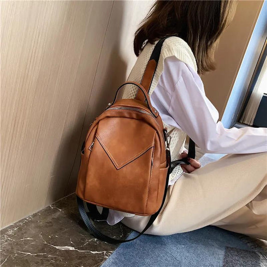 Women's Backpack Soft PU Leather Casual Multilayer Large Capacity College High Quality Shopping Travel School Satchel