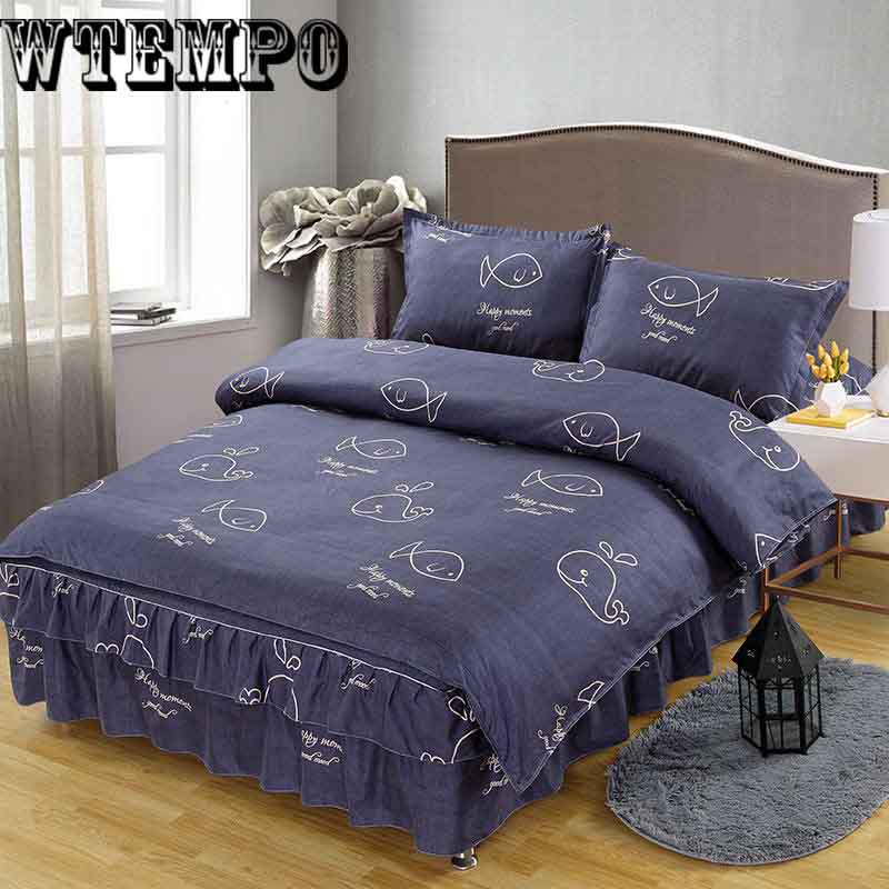 Printed Quilt Cover Bedroom Bedding Homeware Set Bed Four-piece Comfort Cotton Bed Sheet