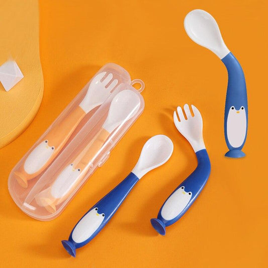 Silicone Spoon for Baby Utensils Set Auxiliary Food Toddler Learn To Eat Training Bendable Soft Fork Infant Children Tableware
