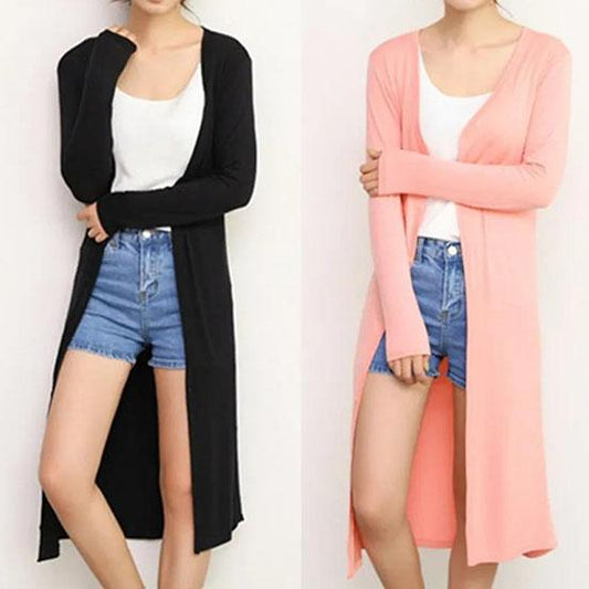 Summer Autumn 10 Colors Women Modal Long Cardigan Female Long Sleeve Cotton Cardigans Women Casual Coat