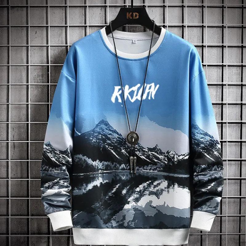 Men's Round Neck Sweater Autumn Trend Loose Long-sleeved Style Sweatshirts Fashionable and Handsome Upper Clothes