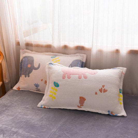 Snow Fleece Adult Pillowcase A Pair of Thickened Double-sided Fleece Dormitory Coral Fleece Pillowcase Bedding