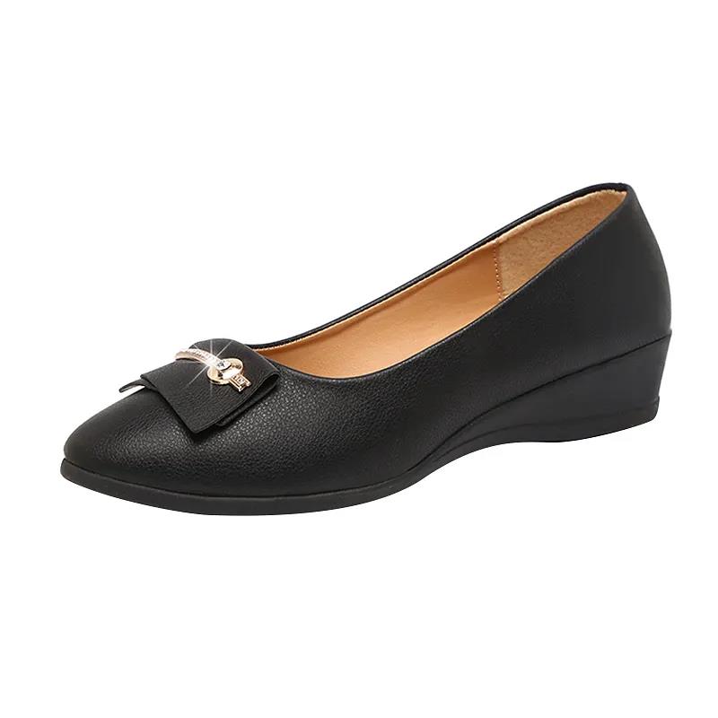 Women's Flat Shoes Wedge Heel Mother Shoes Work Shoes One Foot Korean Style Single Shoes Women