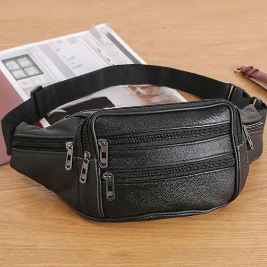 Genuine Leather Waist Bag Men's and Women's Crossbody Multifunctional Waterproof Mobile Phone Bag Cashier Waist Bag