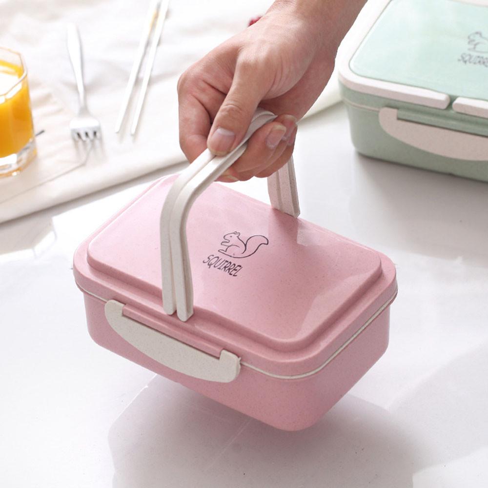 Lunch Box Portable Wheat Straw Picnic Microwave Bento Food Storage Container