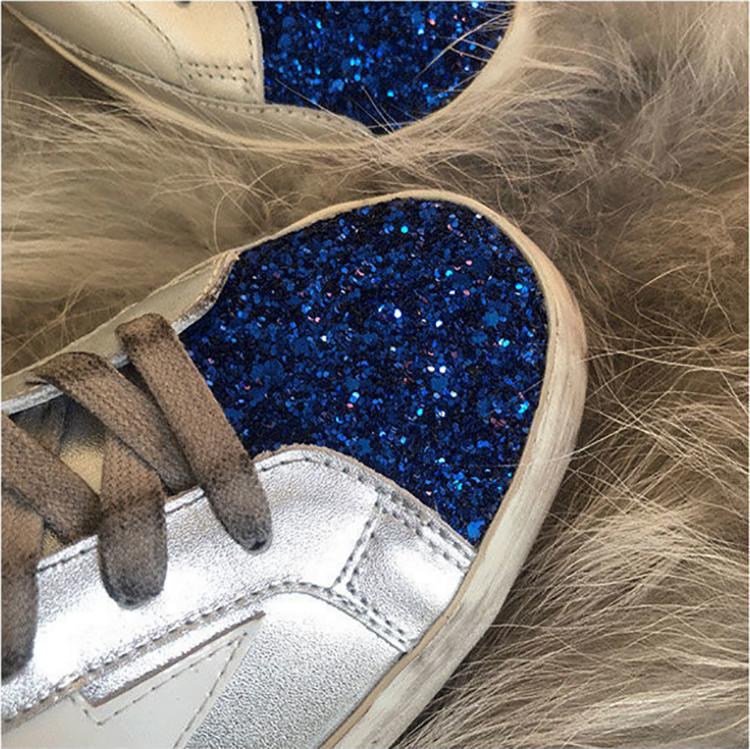 Latest Footwear High Quality Brand Sneakers Ladies Bass Shoes Silver Black Lace-up Women Distressed Leather Classic Flats