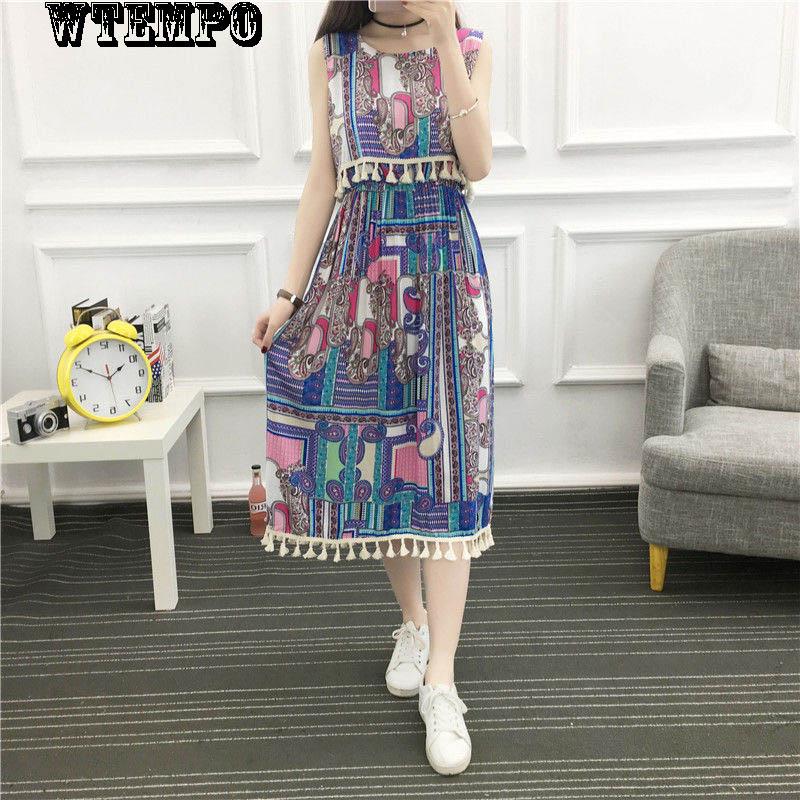 Beach skirt female seaside vacation fringed skirt summer bohemian dress ethnic wind floral