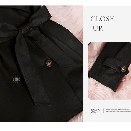 Spring and Autumn Styles Popular Temperament Windbreaker Short Short Short British Style Coat Significantly Taller Jacket Women